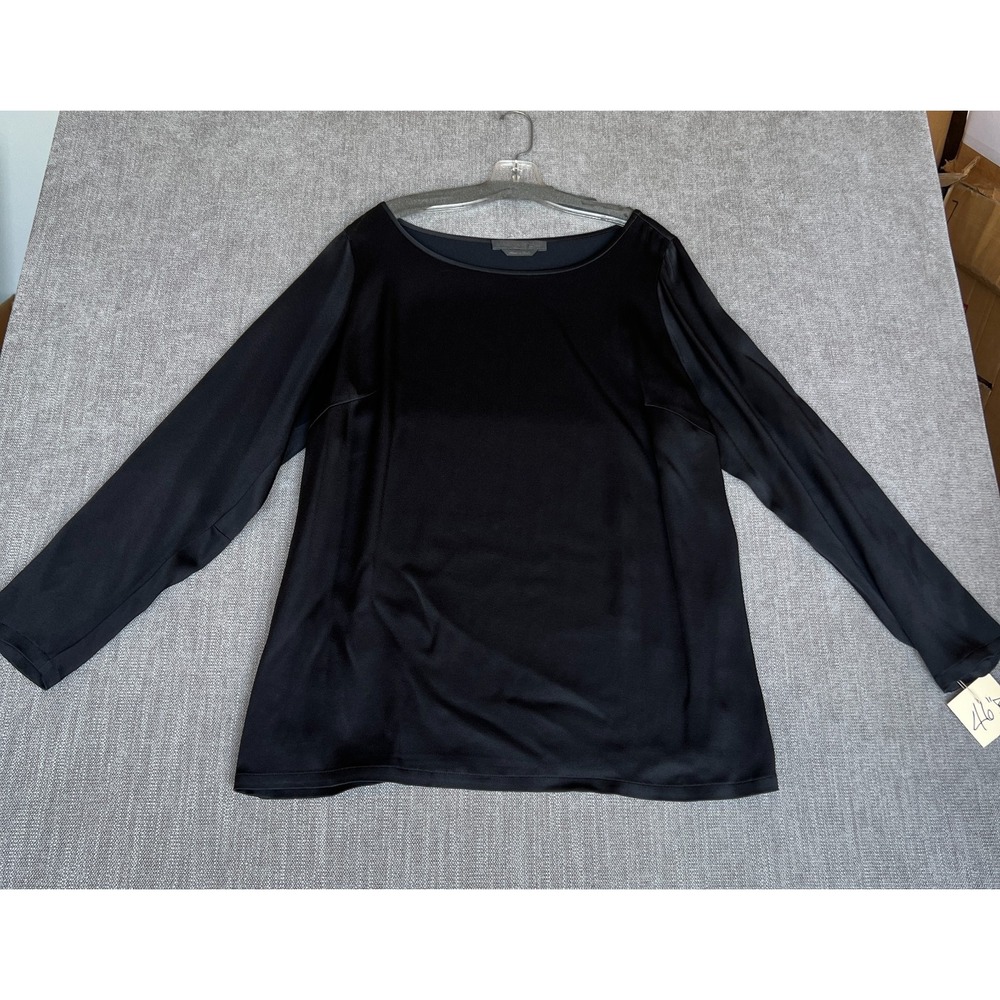 Marina Rinaldi Blouse Top Womens 25 Black Boat Neck Lightweight Boho Cottagecore